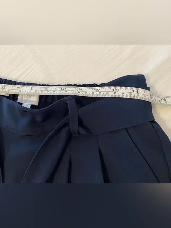 LOFT Navy Tie-Belt High-Rise Tapered Leg Trousers - Picture 7 of 10